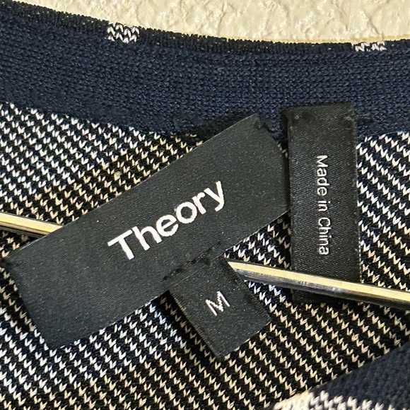 Theory Black Plaid Short-Sleeve Shift Dress - Picture 4 of 5